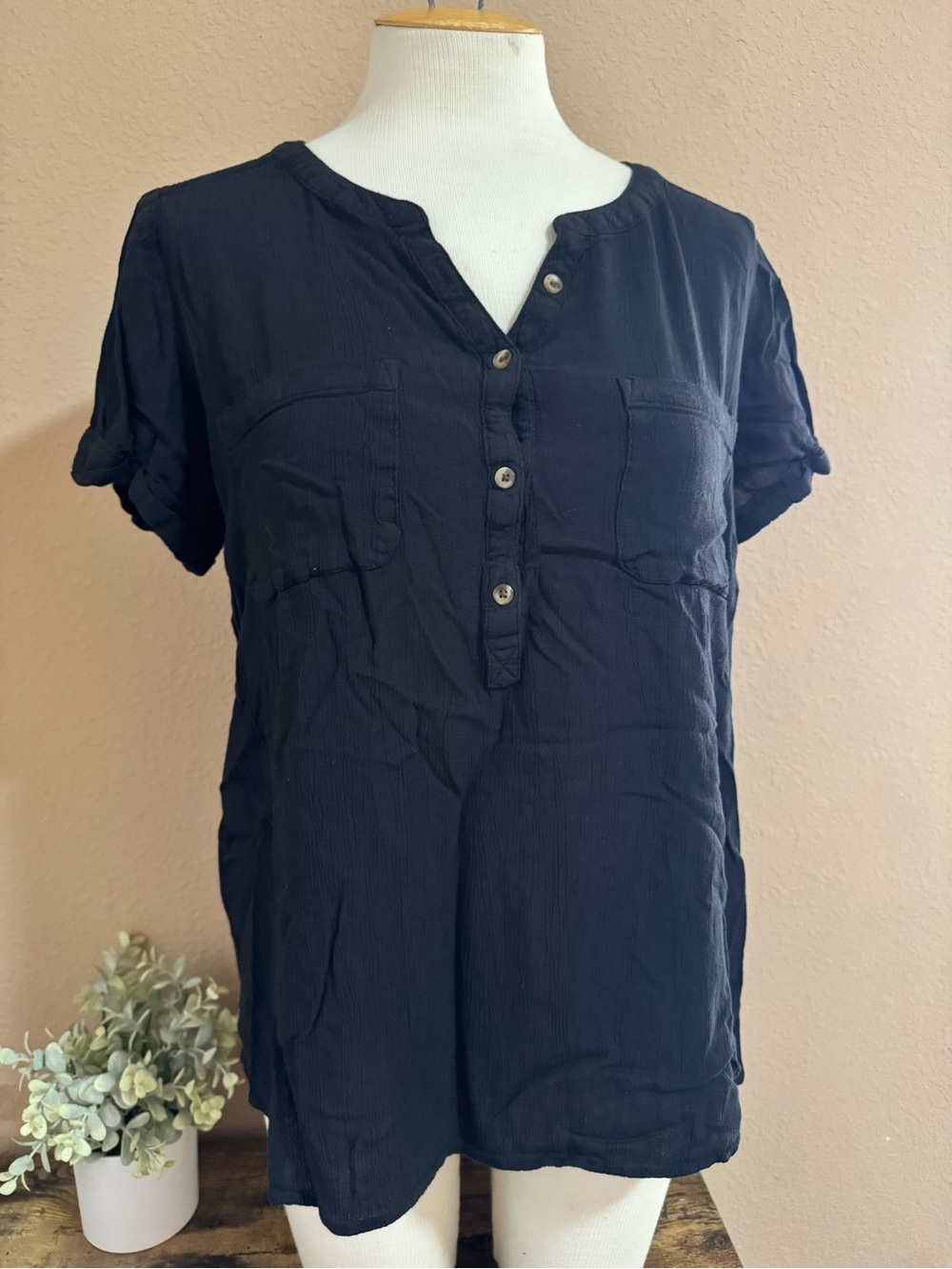 Sonoma Short Sleeve Henley Tunic Top